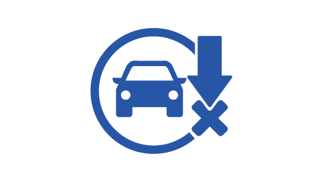 Car Icon With Arrow Pointing To an X