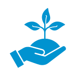 hand holding a plant icon
