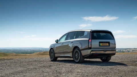 Silver Hyundai IONIQ 9 Exterior Rear Static in Countryside