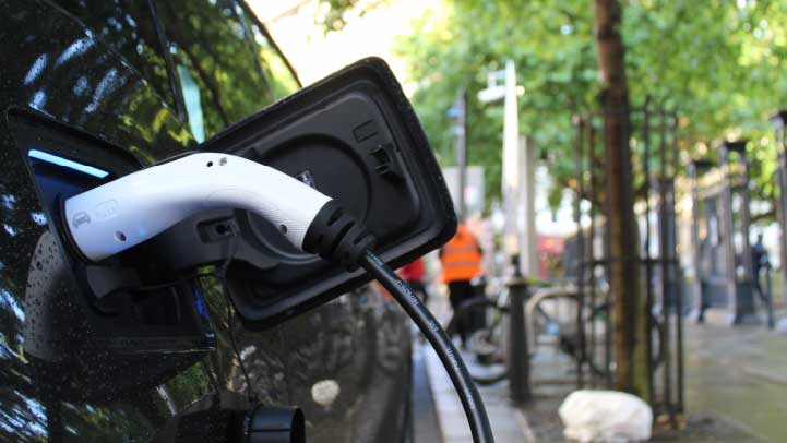 Electric Car Charging on Street