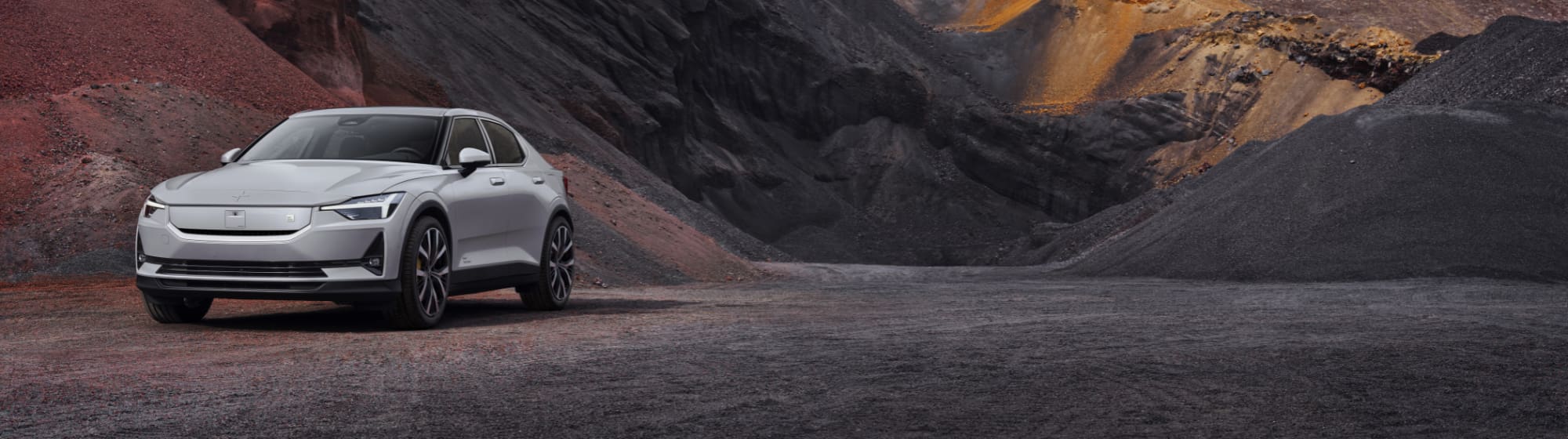 silver electric car far left